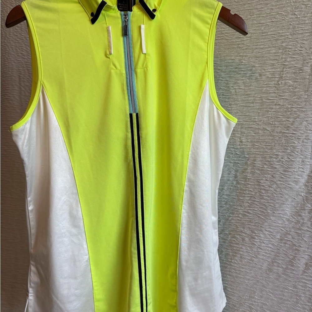 Jamie Sadock Neon Lime and White Sleeveless Top